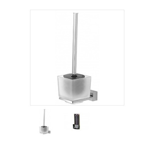 Scopini e portascopini Feridras porta scopino velvet cromato/vetro satinato adesivo/viti 015106