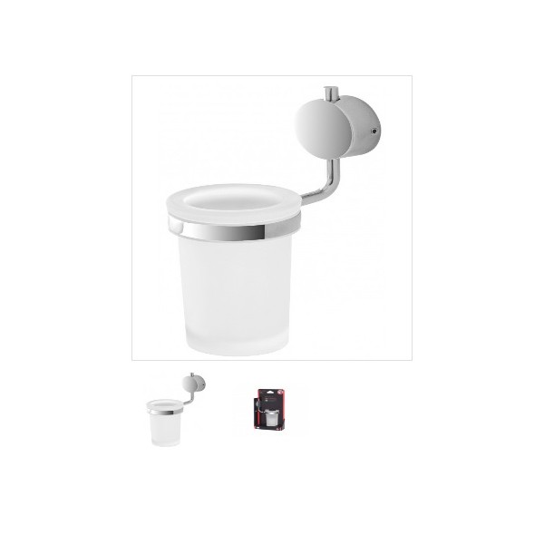 Portaspazzolini Feridras porta spazzolino acciaio cromato/vetro satinato adesivo/viti 015003