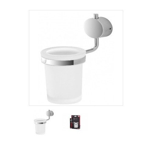 Portaspazzolini Feridras porta spazzolino acciaio cromato/vetro satinato adesivo/viti 015003