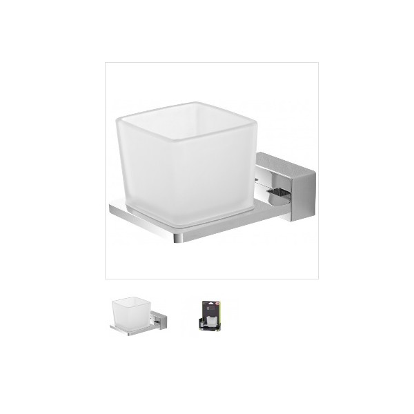 Portaspazzolini Feridras porta spazzolino velvet cromato/vetro satinato adesivo/viti 015103