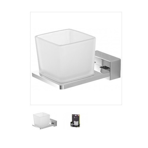 Portaspazzolini Feridras porta spazzolino velvet cromato/vetro satinato adesivo/viti 015103