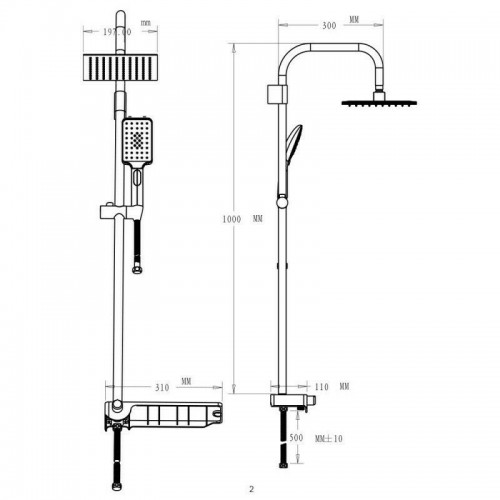Rubinetteria Feridras set colonna doccia con mensola + deviatore 416203