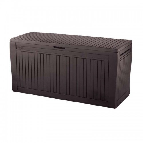 Armadi da esterno Keter baule panca comfy resina effetto legno con ruote cassapanca bauli esterno