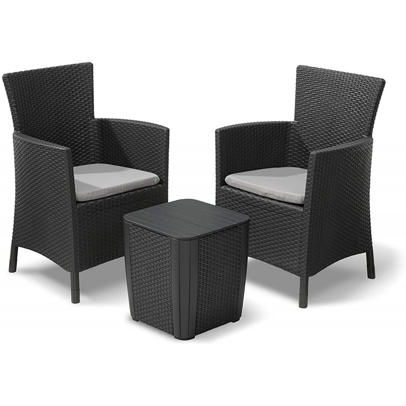 Sedie da esterno Keter set 3 pezzi salotto iowa balcony graphite k223919k939kk Sedie da esterno Keter set 3 pezzi salotto iowa balcony graphite k223919k939kk