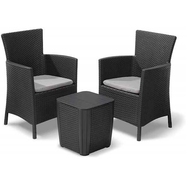 Sedie da esterno Keter set 3 pezzi salotto iowa balcony graphite k223919k939kk
