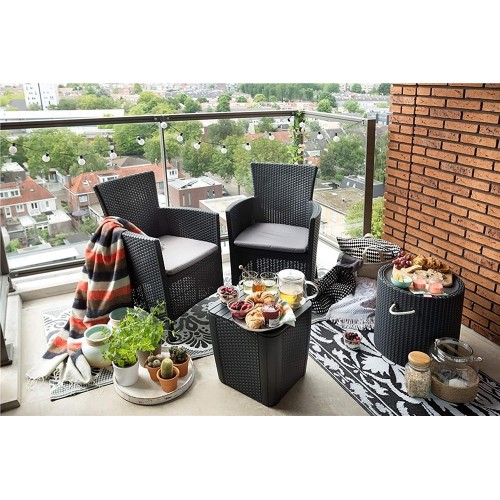 Sedie da esterno Keter set 3 pezzi salotto iowa balcony graphite k223919k939kk