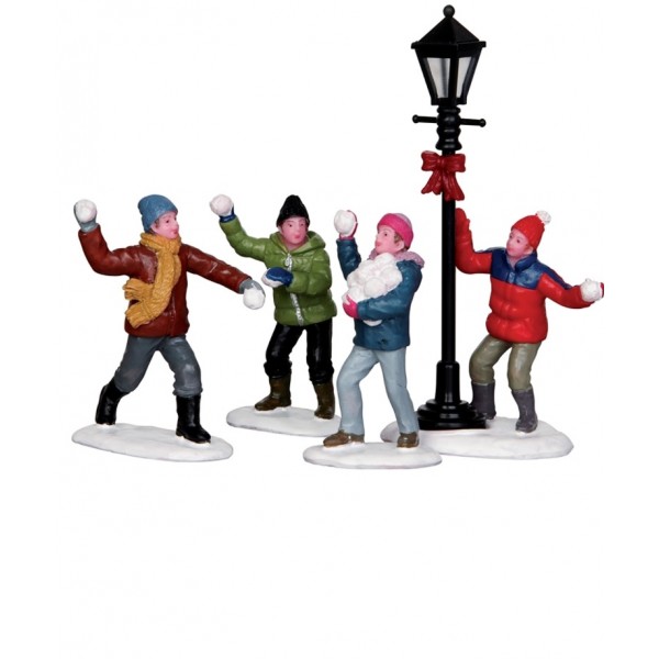 Villaggi di Natale Lemax  set 4 snowball fight 32133 villaggio di natale