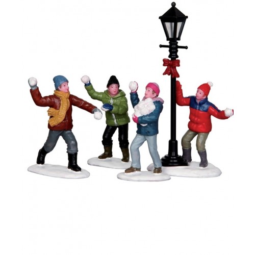 Villaggi di Natale Lemax  set 4 snowball fight 32133 villaggio di natale