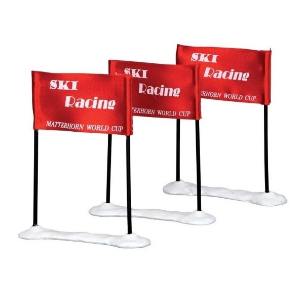 Villaggi di Natale Lemax set 3 bandiere pista da sci ski racing flag 44805