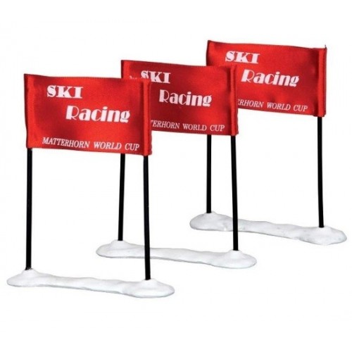 Villaggi di Natale Lemax set 3 bandiere pista da sci ski racing flag 44805