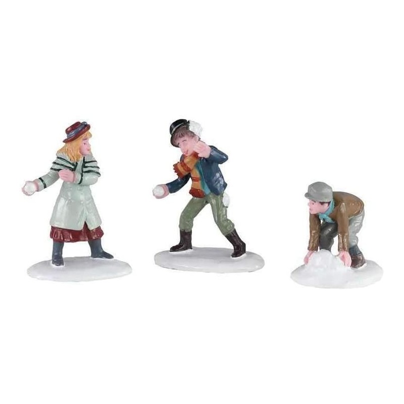 Villaggi di Natale Lemax set 3 snowball skirmish 02942 villaggio di natale