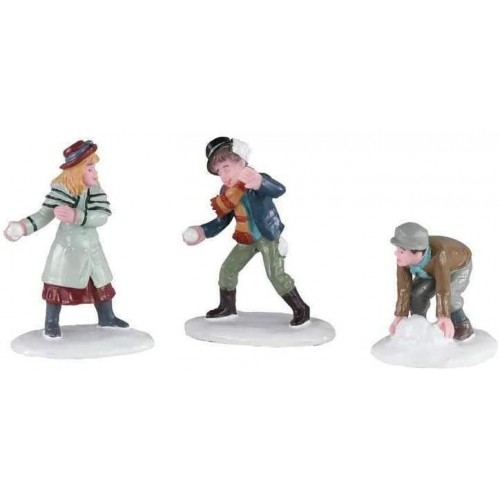 Villaggi di Natale Lemax set 3 snowball skirmish 02942 villaggio di natale