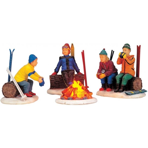 Villaggi di Natale Lemax set of 4 skiers camp fire 04468 villaggio di natale