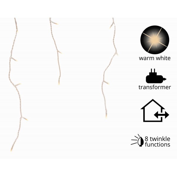 Articoli natalizi Luci di natale tenda a pioggia 259 led bianco caldo 11 mt per esterno interno