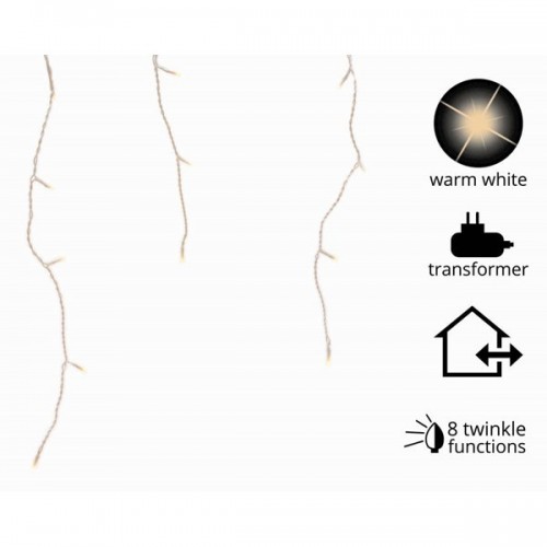 Articoli natalizi Luci di natale tenda a pioggia 259 led bianco caldo 11 mt per esterno interno