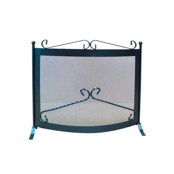 Parascintille camino Parascintille curvo per camino a legna in ferro battuto cm 60x52 riscaldamento