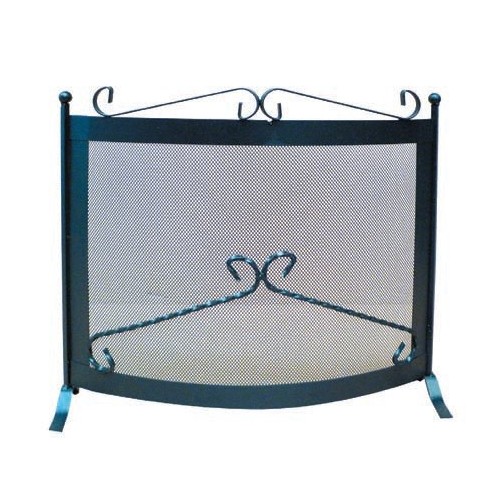 Parascintille camino Parascintille curvo per camino a legna in ferro battuto cm 60x52 riscaldamento