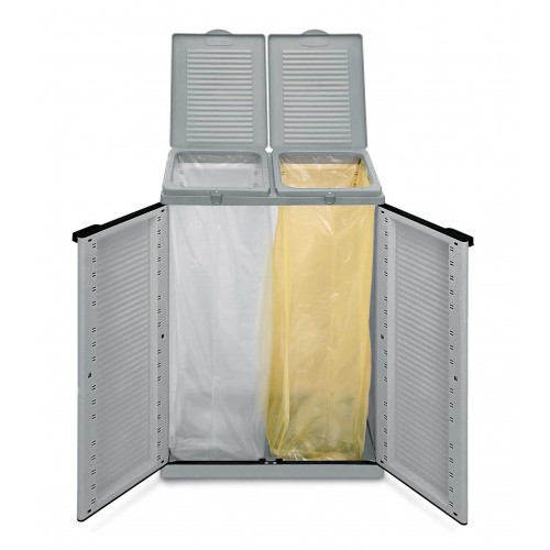 Pattumiere Pattumiera multipla armadio 2 ante 2 posti resina esterno raccolta differenziata