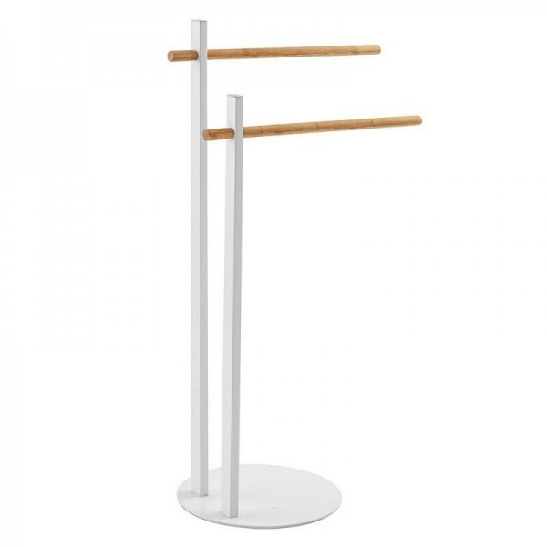 Piantane portasciugamani Piantana portasciugamani bagno bianca metallo bambu bracci 154103