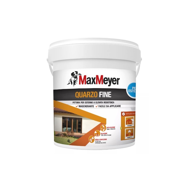 Pittura murale per esterni Pittura al quarzo per esterno max meyer bianco 4 lt Pittura murale per esterni Pittura al quarzo per esterno max meyer bianco 4 lt