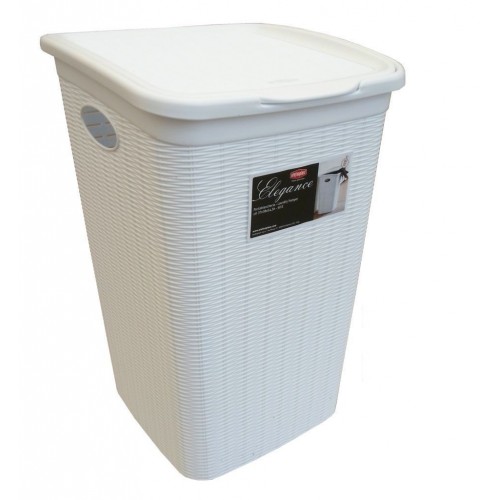 Accessori bagno Portabiancheria elegance bianco cm.38x37x54.5h plastica arredamento cesta 50 lt