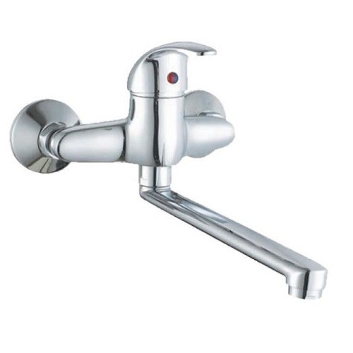 Rubinetteria Rubinetto miscelatore monocomando per lavello serie euro ottone a muro per bagno