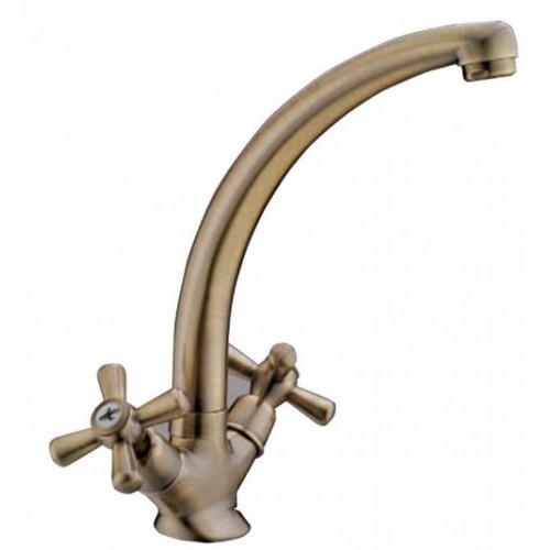 Rubinetteria Rubinetto miscelatore per lavello comandi a croce serie sofia in ottone bronzato