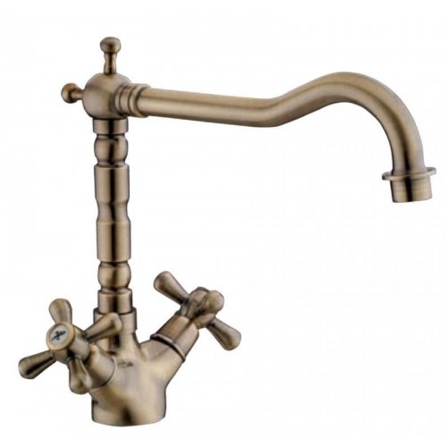 Rubinetteria Rubinetto miscelatore per lavello lavandino in ottone bronzato sofia canna alta