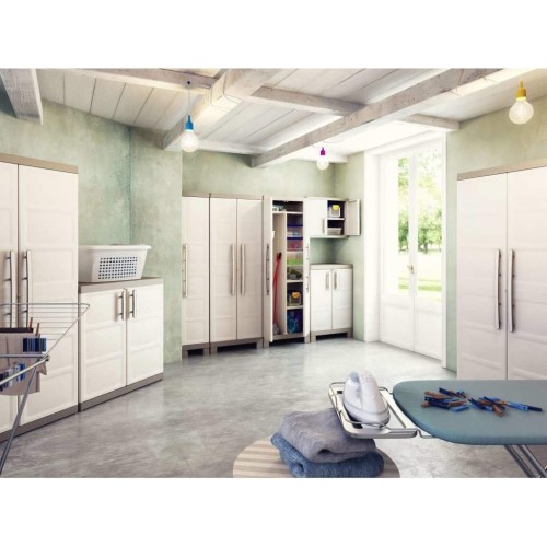 Armadi da esterno Armadio basso excellence xl in resina robusto bianco tortora 89x54x93 keter