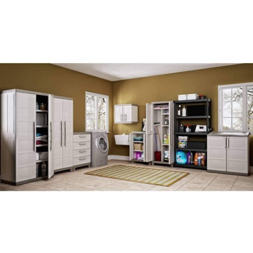 Armadi da esterno Armadio basso excellence xl in resina robusto bianco tortora 89x54x93 keter