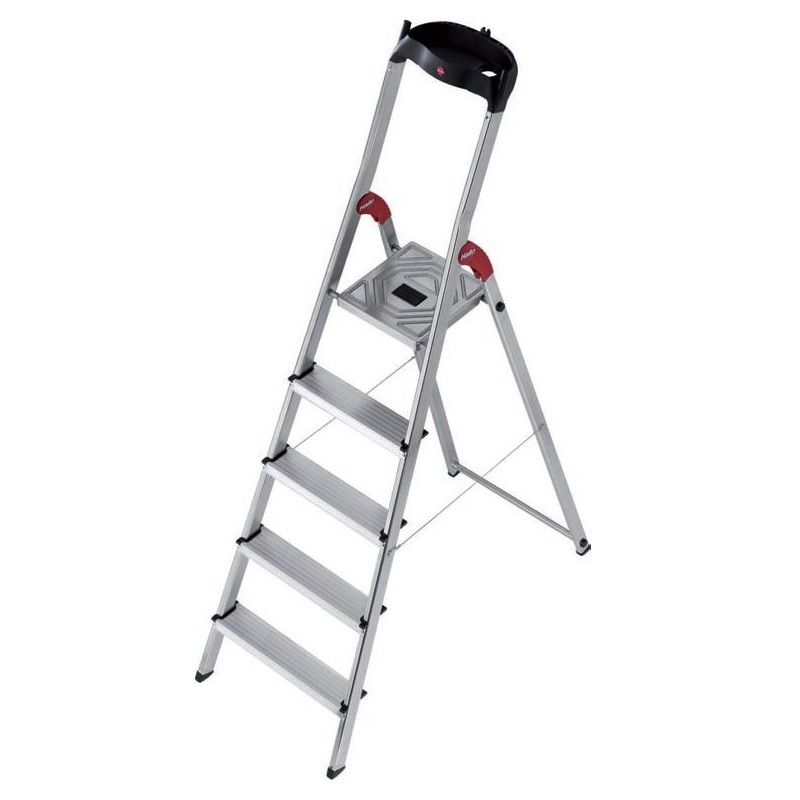 Scale e scaletti Scala in alluminio hailo l60 multiuso 5 gradini con vaschetta piano antiscivolo Scale e scaletti Scala in alluminio hailo l60 multiuso 5 gradini con vaschetta piano antiscivolo