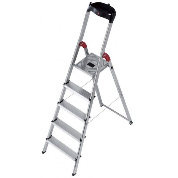 Scale e scaletti Scala in alluminio hailo l60 multiuso 5 gradini con vaschetta piano antiscivolo