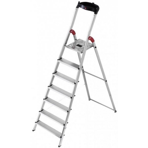 Scale e scaletti Scala in alluminio hailo l60 multiuso 7 gradini con vaschetta piano antiscivolo