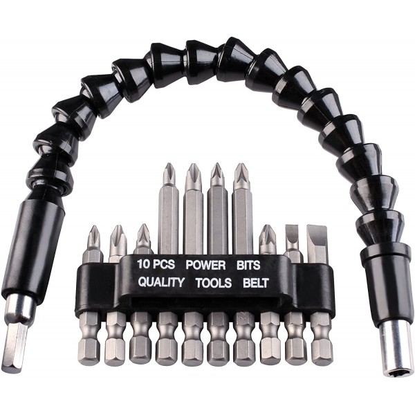 Elettroutensili Set 11 punte bits inserti con albero snodo flessibile per trapano avvitatore