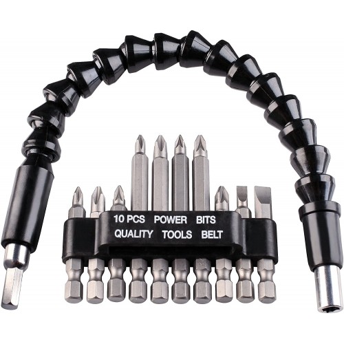 Elettroutensili Set 11 punte bits inserti con albero snodo flessibile per trapano avvitatore