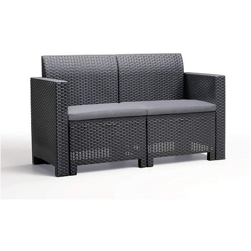 Divani da giardino Set 4 pezzi salotto salottino nebraska antracite per arredo giardino esterno