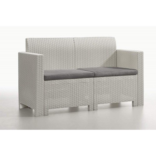 Divani da giardino Set 4 pezzi salotto salottino nebraska bianco per arredo giardino esterno