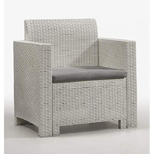 Divani da giardino Set 4 pezzi salotto salottino nebraska bianco per arredo giardino esterno