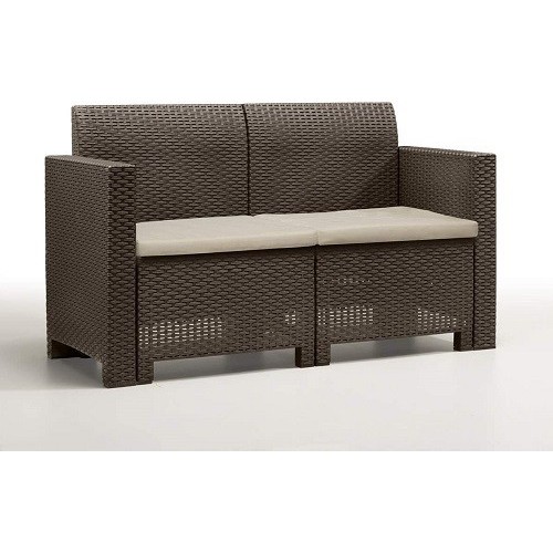 Divani da esterno Set 4 pezzi salotto salottino nebraska marrone per arredo giardino esterno