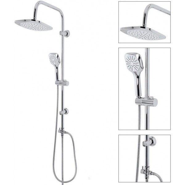 Soffioni doccia Set colonna doccia soffione doccetta e laccio cromo 3x29x35 cm 718015 feridras