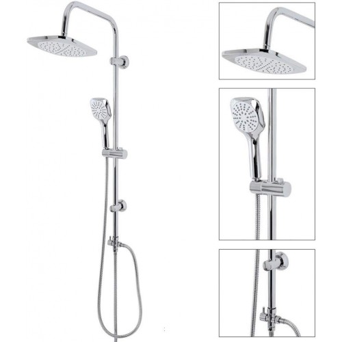 Soffioni doccia Set colonna doccia soffione doccetta e laccio cromo 3x29x35 cm 718015 feridras