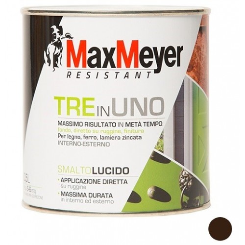 Smalti per esterni Smalto tre in uno lucido marrone 0.50 lt legno ferro lamiera zincata antiruggine