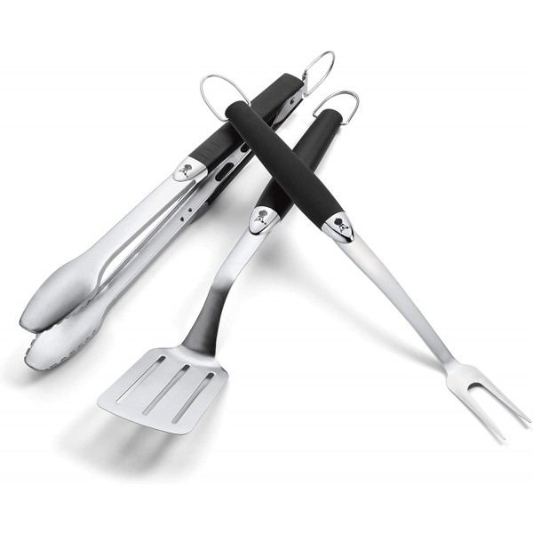 Accessori barbecue Weber kit 3 accessori in inox accessori barbecue pinza spatola forchettone