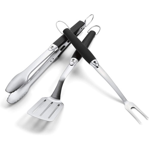 Accessori barbecue Weber kit 3 accessori in inox accessori barbecue pinza spatola forchettone