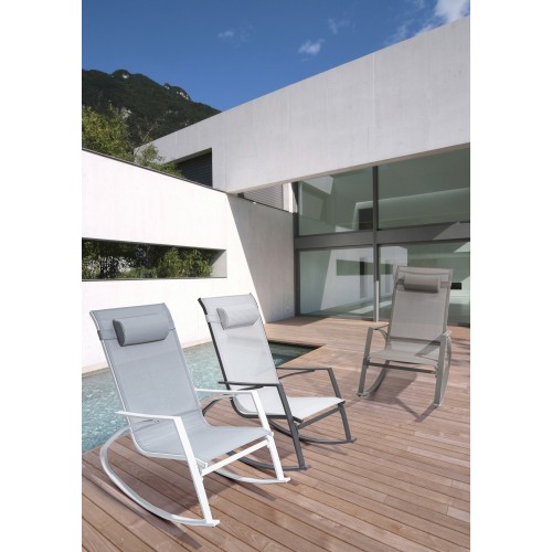 Dondoli da giardino Poltrona a dondolo con poggiatesta demid bianco 662986