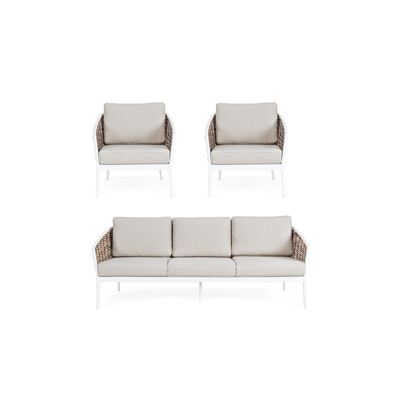 Divani da esterno Salotto da 3 pezzi maribela bianco663169