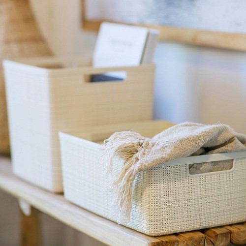 Cesti portabiancheria Contenitore jute large basket in plastica beige