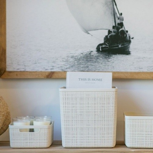 Cesti portabiancheria Contenitore jute large basket in plastica beige