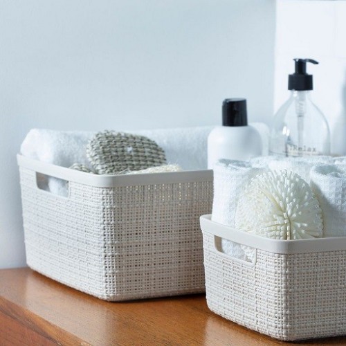 Cesti portabiancheria Contenitore jute large basket in plastica beige