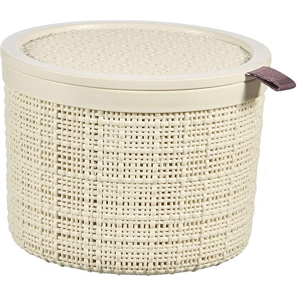 Accessori bagno Cesto jute round with lid bianco